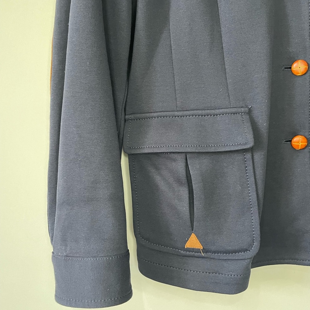 Lloyd’s Navy Knit Button Down Elbow Patch Blazer … - image 2